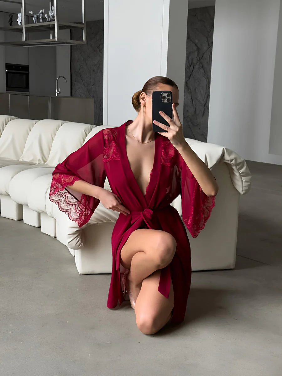 Olivia Sabahlık & Bodysuit Set Kırmızı